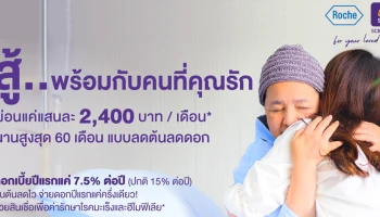 ใหม่! โครงการสินเชื่อเพื่อค่ารักษาโรคมะเร็งและโรคฮีโมฟีเลีย จ่ายดอกเบี้ยแค่ครึ่งเดียว เหลือแค่ 7.5% ต่อปี