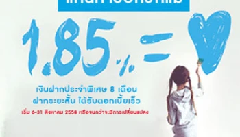 แทนคำบอกรักแม่ กับบัญชีเงินฝากประจำพิเศษ 8 เดือน รับดอกเบี้ยสูงสุด 1.85% ต่อปี จาก ธ.กรุงไทย