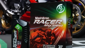 PT Maxnitron Racer Max Speed น้ำมันหล่อลื่นสังเคราะห์แท้เกรดพรีเมียมสำหรับรถจักรยานยนต์จาก PTG