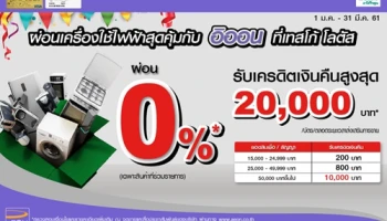 ผ่อนเครื่องใช้ไฟฟ้าสุดคุ้มกับอิออนที่เทสโก้ โลตัส รับเครดิตเงินคืนสูงสุด 20,000 บาท