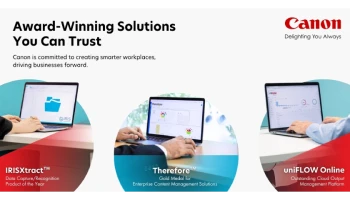 แคนนอนคว้า 4 สุดยอดรางวัลด้านโซลูชันธุรกิจ ตอกย้ำการนำเสนอไลน์อัปครบครันเพื่อธุรกิจ พร้อมช่วยองค์กรเปลี่ยนผ่านสู่ยุคดิจิทัลเต็มรูปแบบ