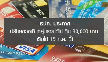ธปท. ประกาศ ปรับลดวงเงินกลุ่มรายได้ไม่เกิน 30,000 บาท เริ่มใช้ 15 ก.ค. นี้!