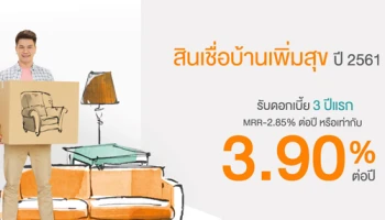 สินเชื่อบ้านเพิ่มสุข ปี 2561 รับดอกเบี้ย 3 ปีแรก 3.90% ต่อปี จาก ธอส.