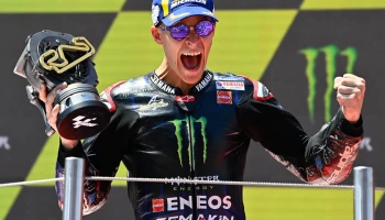 Fabio Quartararo คว้าชัย ด้านคู่หู Prima Pramac Racing ได้ขึ้นโพเดี้ยมคู่จากความผิดพลาดของ Aleix Espargaro