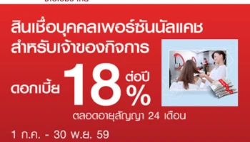 สินเชื่อบุคคลเพอร์ซันนัลแคช สำหรับเจ้าของกิจการ ดอกเบี้ย 18% ต่อปี จาก ธ.ซีไอเอ็มบี ไทย