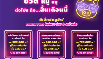 โปรโมชั่นต้อนรับปีหมูกับชีวิตหมูๆ ถึงสิ้นเดือนเท่านั้น! "ดิ เอ็กซ์คลูซีฟ" ทาวน์โฮมบนทำเลศักยภาพ 3 โครงการ