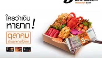 ใครว่าเงินหายาก! ช้อปทุกวัน ในเดือนตุลาคม ที่ร้านอาหารทั่วโลก รับเงินคืนสูงสุด 5% จากบัตรเครดิตธนชาต