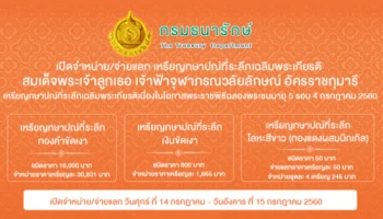 เปิดจองเหรียญกษาปณ์ที่ระลึกเฉลิมพระเกียรติ สมเด็จพระเจ้าลูกเธอ เจ้าฟ้าจุฬาภรณ์วลัยลักษณ์ฯ