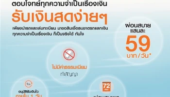 สินเชื่อธนชาตรถแลกเงิน ตอบโจทย์ทุกความจำเป็นเรื่องเงิน ผ่อนสบายแสนละ 59 บาท/วัน