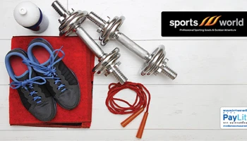 แบ่งจ่าย 0% หรือเลือกรับส่วนลดเพิ่มสูงสุด 5% ผ่านบัญชีซิตี้ เรดดี้เครดิต และบัตรเครดิตซิตี้ ที่ร้าน Sports World สาขาที่ร่วมรายการ