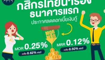 กสิกรไทย นำร่องธนาคารแรก ประกาศลดดอกเบี้ยเงินกู้ MOR ลง 0.25% และ MRR ลง 0.12%