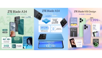 ZTE ส่งสมาร์ทโฟน 3 รุ่นใหม่ล่าสุดในตระกูล Blade ลุยทำตลาดเมืองไทย จัดเต็มด้วยหน้าจอใหญ่ แบดอึด ชาร์ทไว