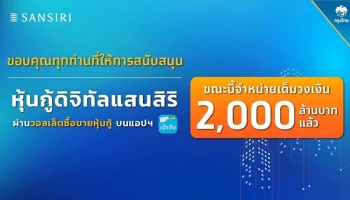 ทุบสถิติใหม่! “หุ้นกู้ดิจิทัลแสนสิริ” บนเป๋าตัง ตอบโจทย์ผู้ลงทุน ขายครบ 2,000 ล้านบาท ภายใน 3 นาที 38 วินาที